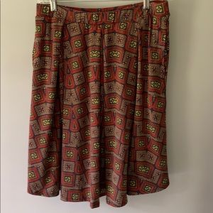 LuLaRoe Madison skirt XL red navy pockets NWOT